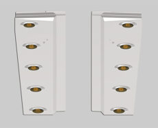 M5 AMBER LED - HOOD EXTENSION PANEL - PETERBILT 589 LONG HOOD